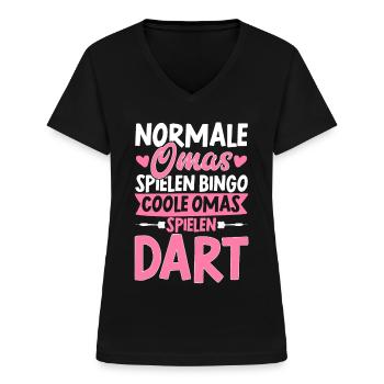 Coole Omas Spielen Dart Geschenk Darts Dartscheibe - Frauen-T-Shirt mit V-Ausschnitt - Schwarz - Vorne - Lela (165cm)