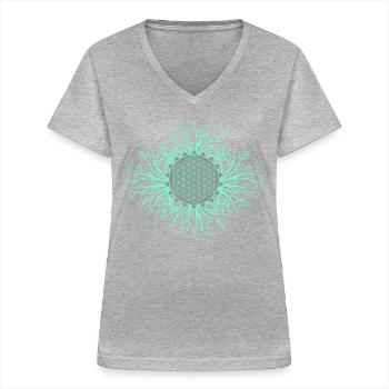 Flower of Life - Women's V-neck T-shirt - sports grey - Front - Lela (165cm)