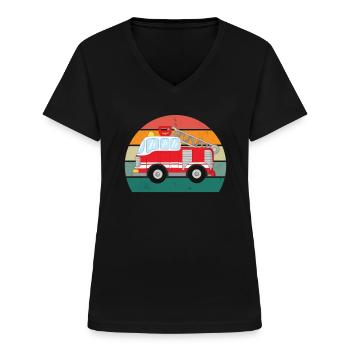 Pompier Pompiers Éteindre Les Secours Incendie - T-shirt col V Femme - noir - Devant - Lela (165cm)