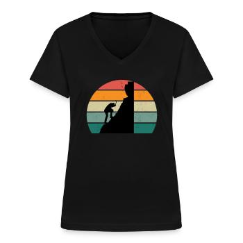 Grimpeur Grimpeur Bloc Escalade - T-shirt col V Femme - noir - Devant - Lela (165cm)