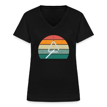 Triangelspieler Triangelspielerin Klang Triangel - Frauen-T-Shirt mit V-Ausschnitt - Schwarz - Vorne - Lela (165cm)