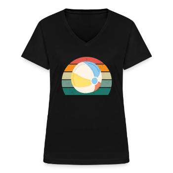 sand urlaub urlauber urlauberin ferien holiday - Frauen-T-Shirt mit V-Ausschnitt - Schwarz - Vorne - Lela (165cm)