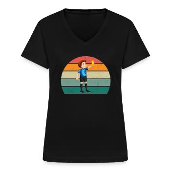 Referee Yellow card Red card Schiri - Women's V-neck T-shirt - black - Front - Lela (165cm)