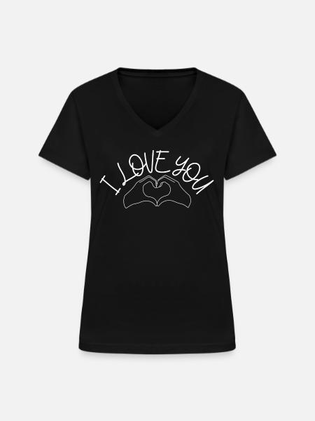 I love you - Frauen-T-Shirt mit V-Ausschnitt - Schwarz