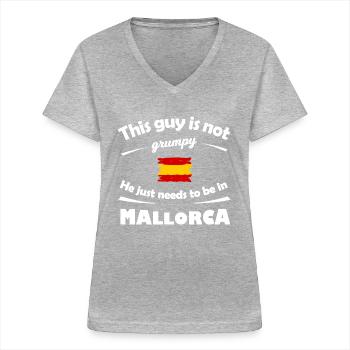Tourist in Mallorca - Women's V-neck T-shirt - sports grey - Front - Lela (165cm)