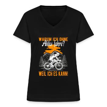 Fahrrad Rennrad Radsport - Frauen-T-Shirt mit V-Ausschnitt - Schwarz - Vorne - Lela (165cm)