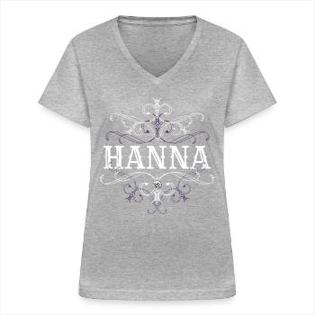Hanna Name Vorname Personalisiert - Frauen-T-Shirt mit V-Ausschnitt - Grau meliert - Vorne - Lela (165cm)