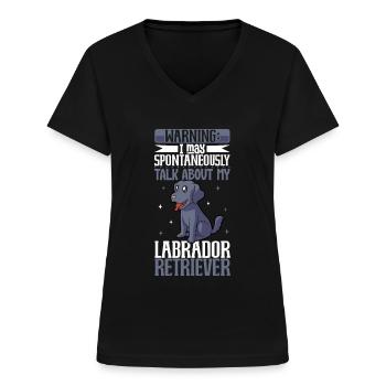 Amoureux du Labrador Retriever - T-shirt col V Femme - noir - Devant - Lela (165cm)