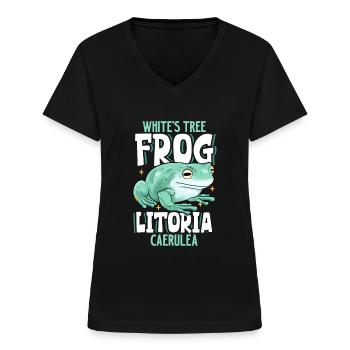 Korallenfinger-Laubfrosch - Frauen-T-Shirt mit V-Ausschnitt - Schwarz - Vorne - Lela (165cm)
