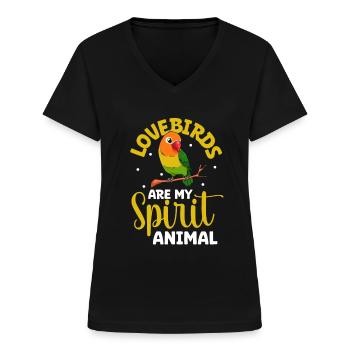 Lieblingstier - Unzertrennliche - Frauen-T-Shirt mit V-Ausschnitt - Schwarz - Vorne - Lela (165cm)