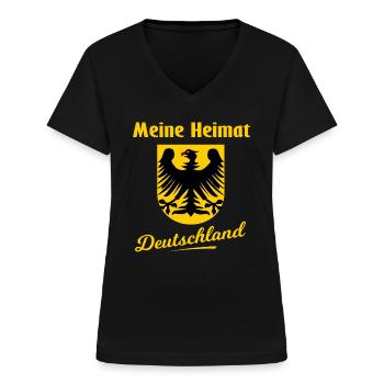 La maison en Allemagne - T-shirt col V Femme - noir - Devant - Lela (165cm)