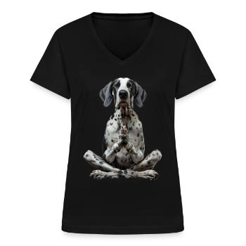 Great Dane - Women's V-neck T-shirt - black - Front - Lela (165cm)