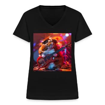 Cobaye - T-shirt col V Femme - noir - Devant - Lela (165cm)
