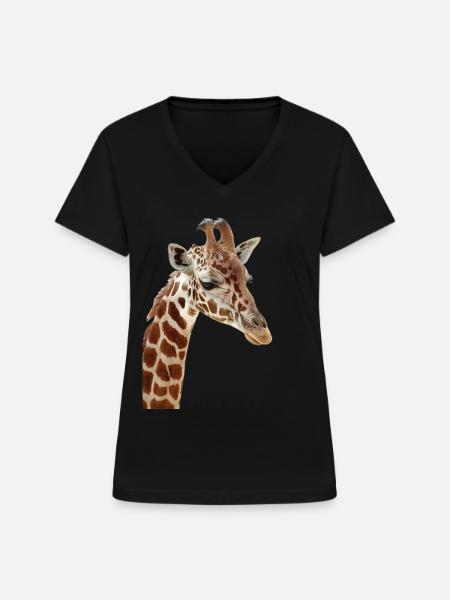 Giraffe - Frauen-T-Shirt mit V-Ausschnitt - Schwarz