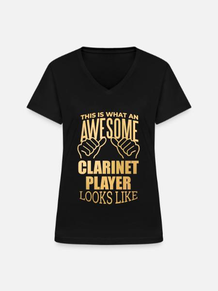 Klarinette Klarinette Klarinette - Frauen-T-Shirt mit V-Ausschnitt - Schwarz