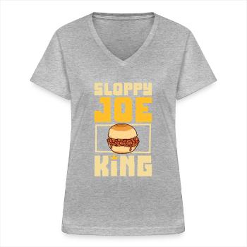 Sloppy Joe King - Frauen-T-Shirt mit V-Ausschnitt - Grau meliert - Vorne - Lela (165cm)