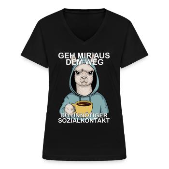 Geh Mir Aus Dem Weg Du Unnötiger Sozialkontakt - Frauen-T-Shirt mit V-Ausschnitt - Schwarz - Vorne - Lela (165cm)