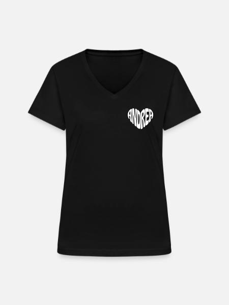 Andrea - Frauen-T-Shirt mit V-Ausschnitt - Schwarz