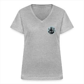 FABRIQUÉ EN SCANDINAVIE - T-shirt col V Femme - gris chiné - Devant - Lela (165cm)