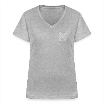Bra off Hair up Belly out - Frauen-T-Shirt mit V-Ausschnitt - Grau meliert - Vorne - Lela (165cm)