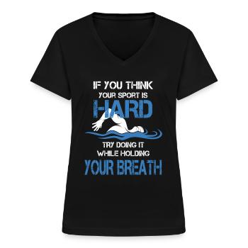 Swimming funny swim Design - Women's V-neck T-shirt - black - Front - Lela (165cm)