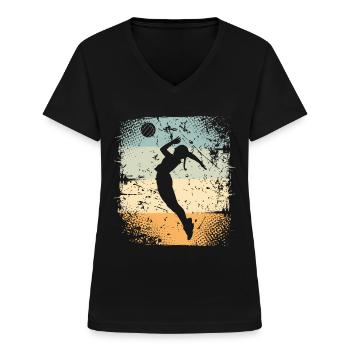 Volleyball - Frauen-T-Shirt mit V-Ausschnitt - Schwarz - Vorne - Lela (165cm)