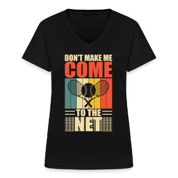 Tennis - T-shirt col V Femme - noir - Devant - Lela (165cm)