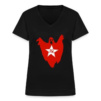 Gespenst des Kommunismus Geis Roter Stern - Frauen-T-Shirt mit V-Ausschnitt - Schwarz - Vorne - Lela (165cm)