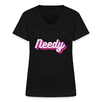 DDLG CGL BDSM nécessiteux - T-shirt col V Femme - noir - Devant - Lela (165cm)
