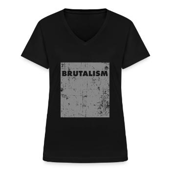 Architecte Brutalisme Architecture Béton - T-shirt col V Femme - noir - Devant - Lela (165cm)