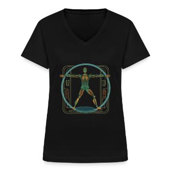 Roboter Design für einen Roboteringenieur - Frauen-T-Shirt mit V-Ausschnitt - Schwarz - Vorne - Lela (165cm)