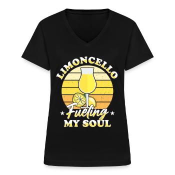Italienischer Limoncello Liebhaber Zitrone Likör - Frauen-T-Shirt mit V-Ausschnitt - Schwarz - Vorne - Lela (165cm)