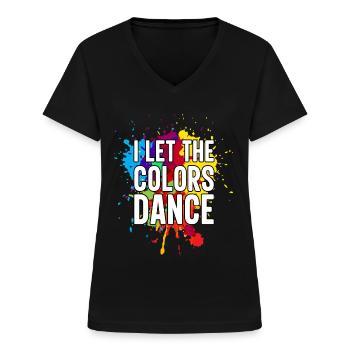 Peintre Toile Liquide Peinture Art Peinture - T-shirt col V Femme - noir - Devant - Lela (165cm)