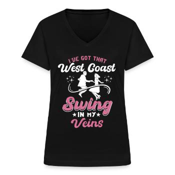 Lindy Hop Swing Tanz Paar Tänzer Swing Tanz - Frauen-T-Shirt mit V-Ausschnitt - Schwarz - Vorne - Lela (165cm)