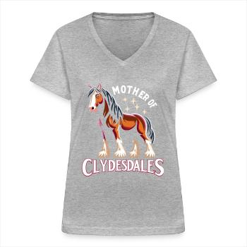 Draught Horse Lovers Giant Horse Breed Clydesdale - Women's V-neck T-shirt - sports grey - Front - Lela (165cm)