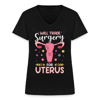 Soutien à la récupération de l’endométriose pour l’endométriose - T-shirt col V Femme - noir - Devant - Lela (165cm)