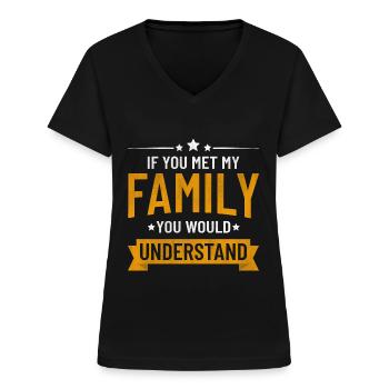 Familie - Frauen-T-Shirt mit V-Ausschnitt - Schwarz - Vorne - Lela (165cm)