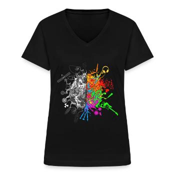 Brain halves functions - Women's V-neck T-shirt - black - Front - Lela (165cm)