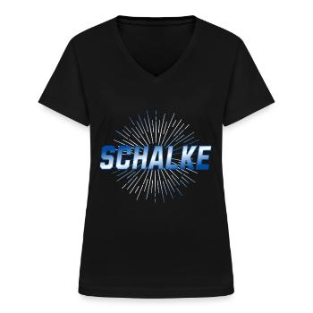 Schalke - Frauen-T-Shirt mit V-Ausschnitt - Schwarz - Vorne - Lela (165cm)