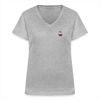Kimono Husky Dog Malamute - Women's V-neck T-shirt - sports grey - Front - Lela (165cm)
