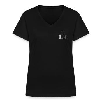 DILLIGAF for Work - Doigt subtil - T-shirt col V Femme - noir - Devant - Lela (165cm)