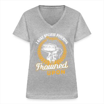 I Bake Because Punching People Frowned Upon Backen - Frauen-T-Shirt mit V-Ausschnitt - Grau meliert - Vorne - Lela (165cm)