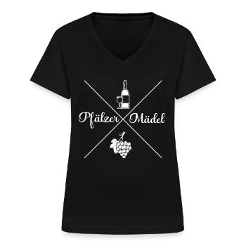 Pfalz Pfälzer Rheinland Pfalz - Frauen-T-Shirt mit V-Ausschnitt - Schwarz - Vorne - Lela (165cm)