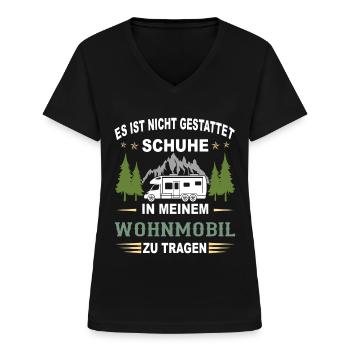 Campingplatz Wohnmobil - Frauen-T-Shirt mit V-Ausschnitt - Schwarz - Vorne - Lela (165cm)