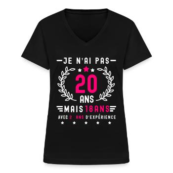 cadeau humour anniversaire 20 ans femme - T-shirt col V Femme - noir - Devant - Lela (165cm)