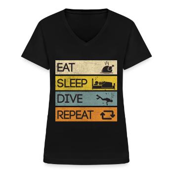 Diver Underwater Diving Marine World - Women's V-neck T-shirt - black - Front - Lela (165cm)