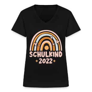 Bunter Regenbogen Mädchen Schulkind 2022 - Frauen-T-Shirt mit V-Ausschnitt - Schwarz - Vorne - Lela (165cm)