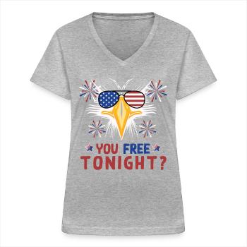 Eagle Independence Day July 4 - Women's V-neck T-shirt - sports grey - Front - Lela (165cm)