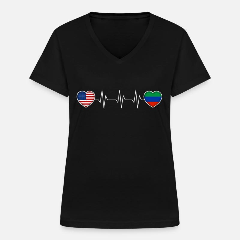 Dagestan - T-shirt med V-hals til damer - sort