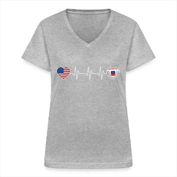 Mayotte - Women's V-neck T-shirt - sports grey - Front - Lela (165cm)